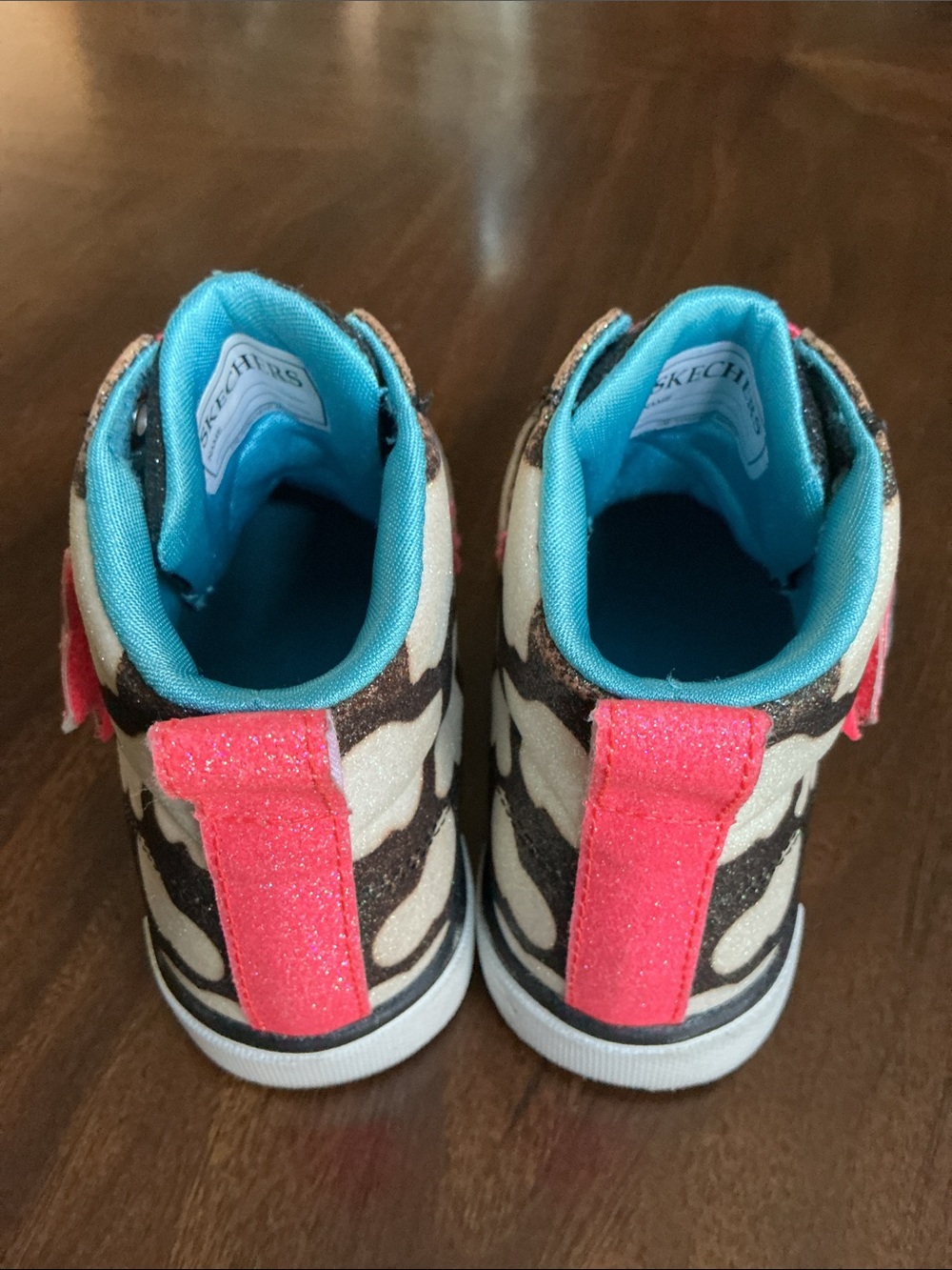 Skechers -Sz 8-Twinkle Toes Lighted High-Top Sneakers Pink Rainbow - See Video - Picture 7 of 14